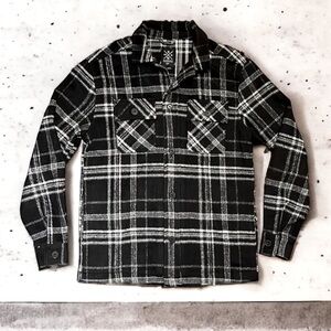 North Western Button-Up Plaid Shacket - Black/Off-white - Small